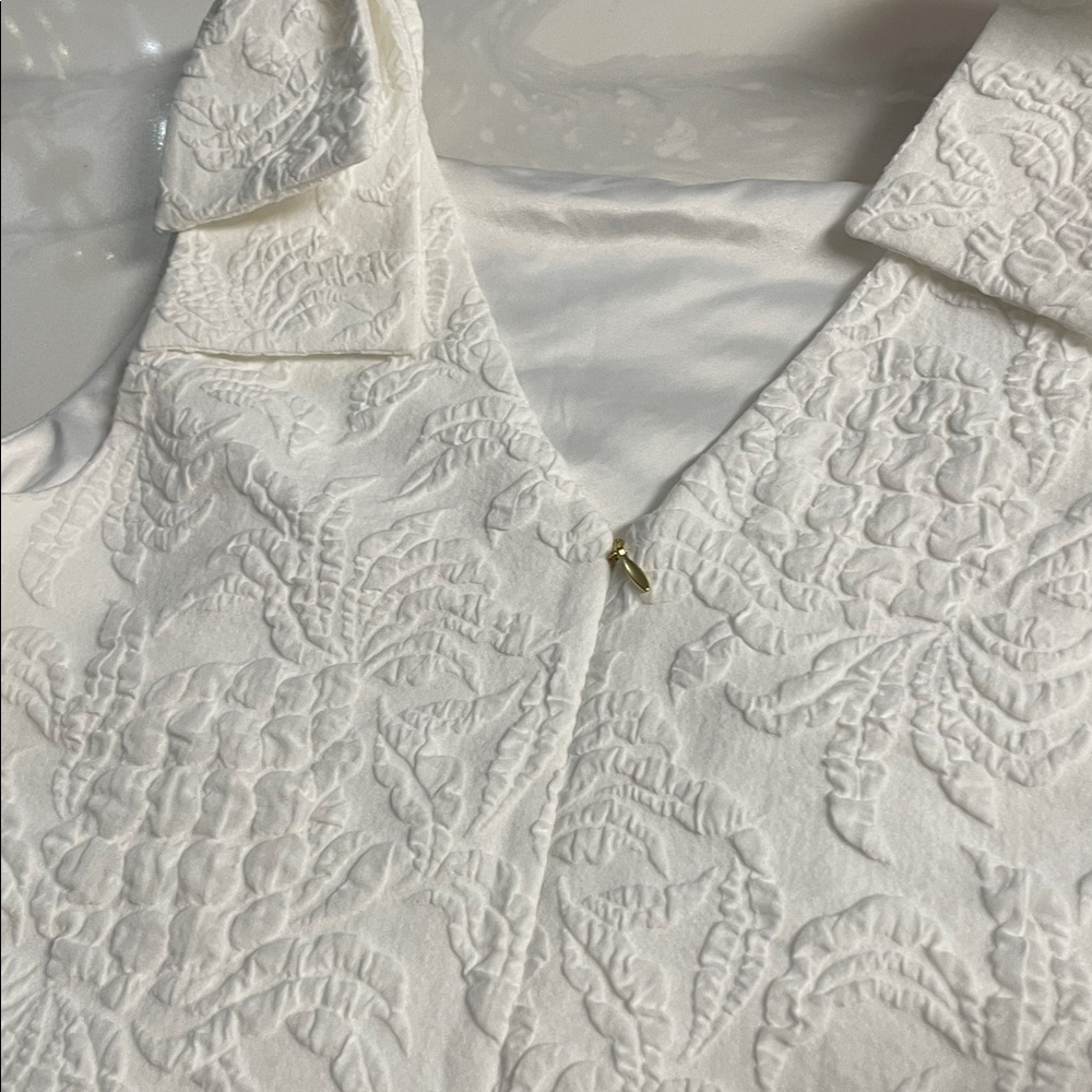Lilly Pulitzer White Textured Midi Dress with Bow Shoulders - Picture 13 of 13